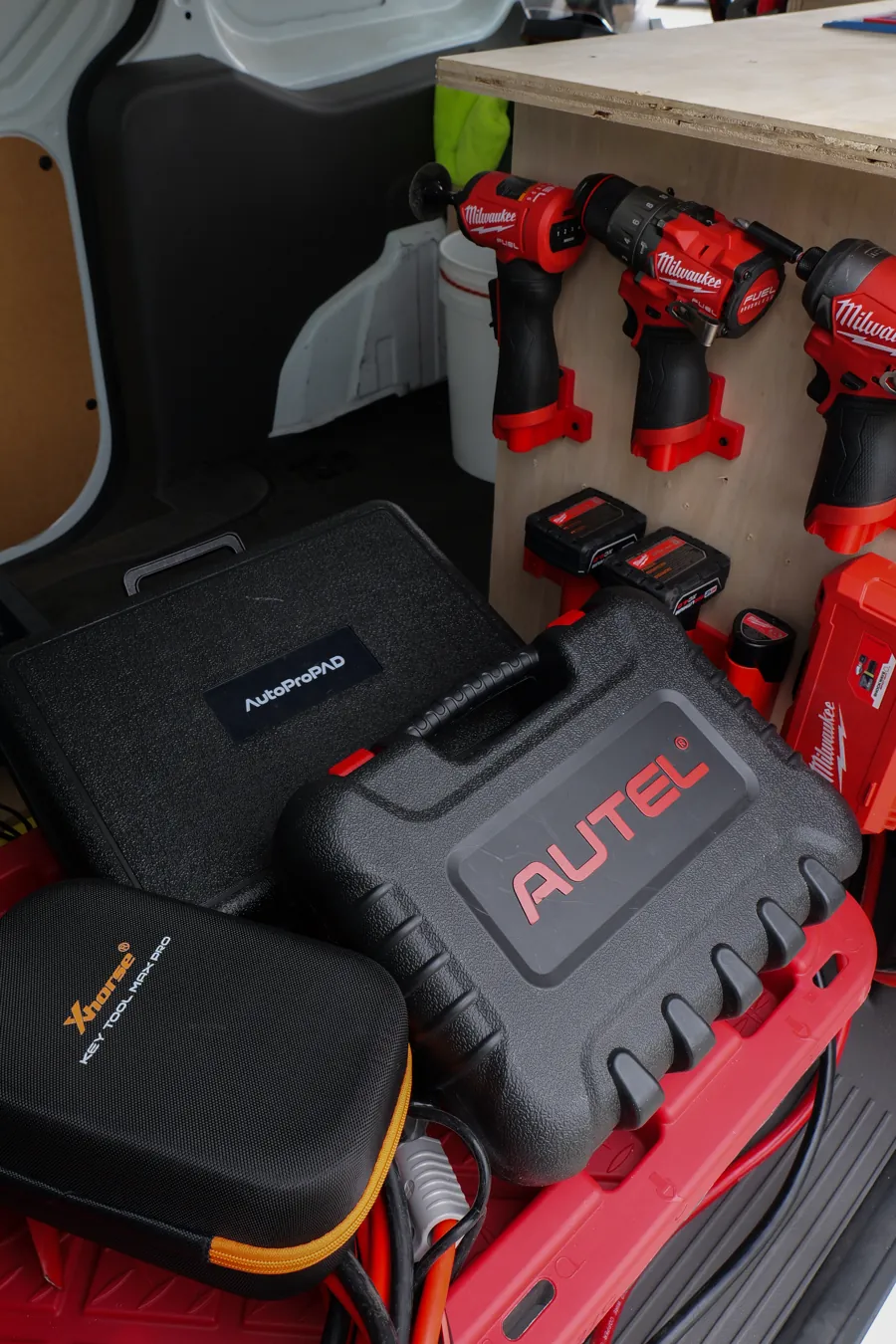 Autel key programmer and Xhorse tool cases in the Key Rescue Washington van, Spokane, WA